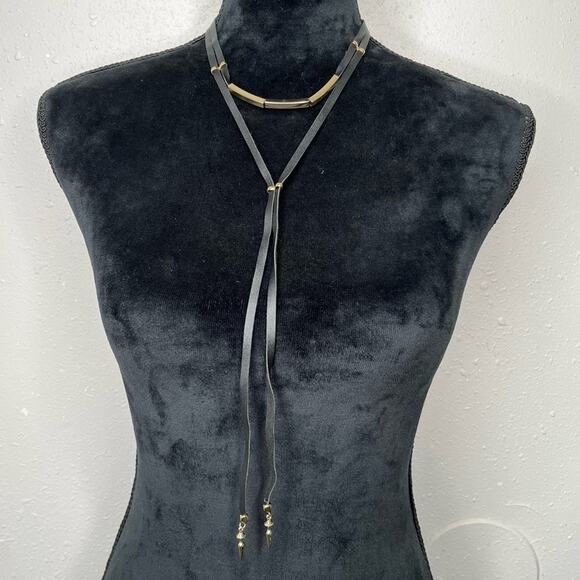 Ettika Black Suede Wrap Choker Necklace Gold Accent - Picture 1 of 4